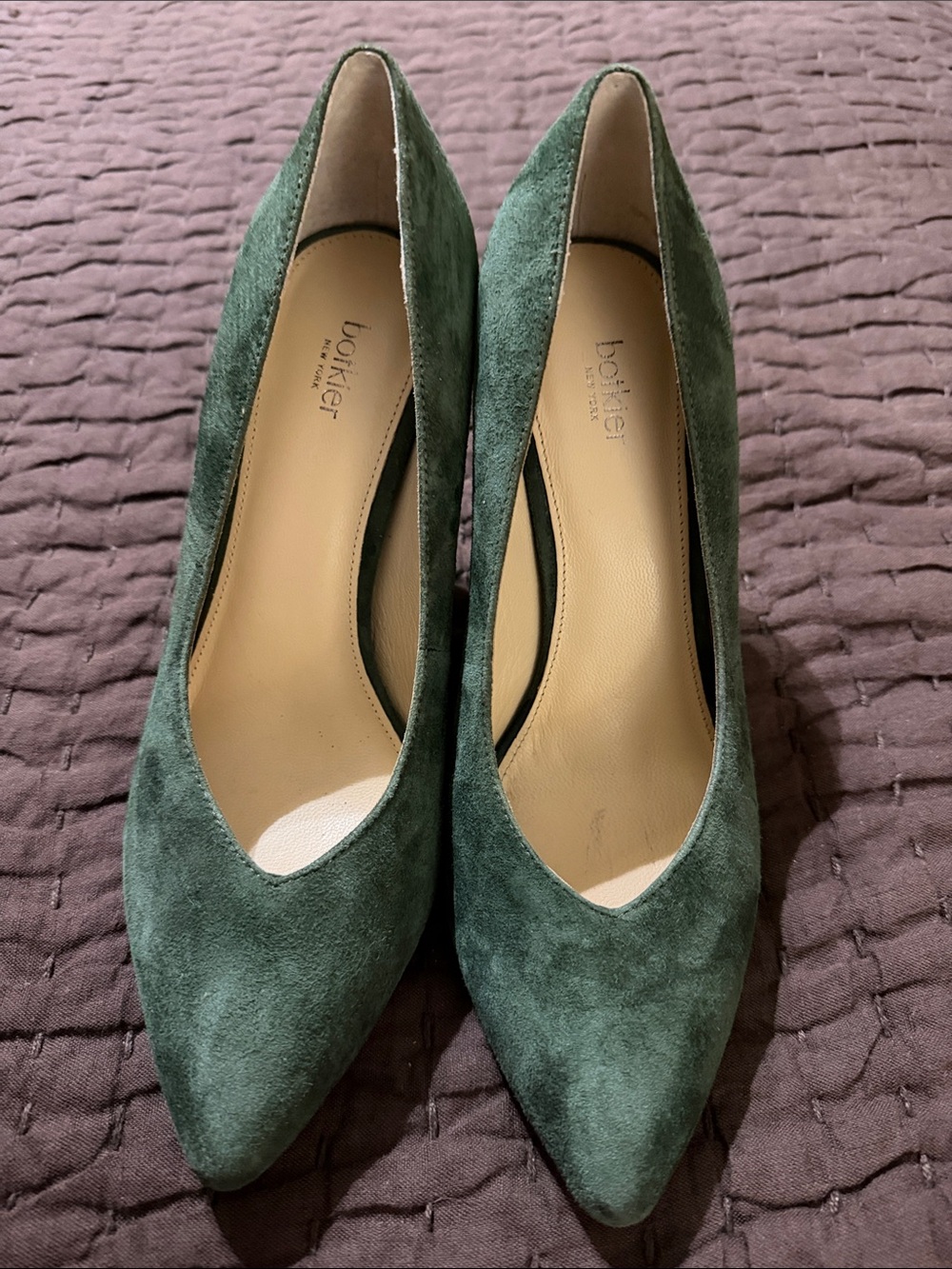 Botkier Green Suede Pointed-Toe Pumps